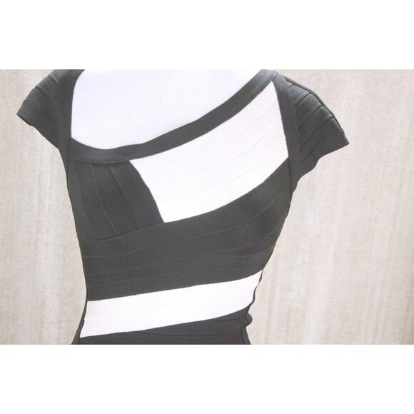 Herve Leger Amber Cap Sleeve Bandage Dress Size Small - Picture 3 of 11